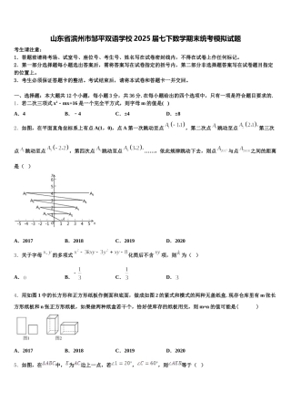 山东省滨州市邹平双语学校2025届七下数学期末统考模拟试题含解析