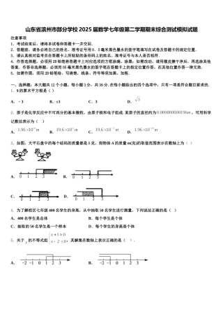 山东省滨州市部分学校2025届数学七年级第二学期期末综合测试模拟试题含解析