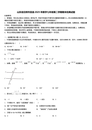 山东省日照市莒县2025年数学七年级第二学期期末经典试题含解析