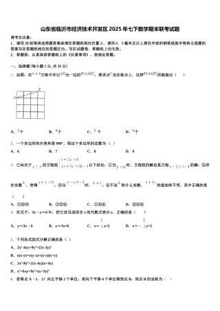 山东省临沂市经济技术开发区2025年七下数学期末联考试题含解析