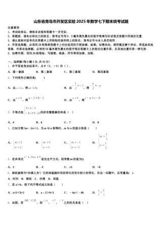 山东省青岛市开发区实验2025年数学七下期末统考试题含解析