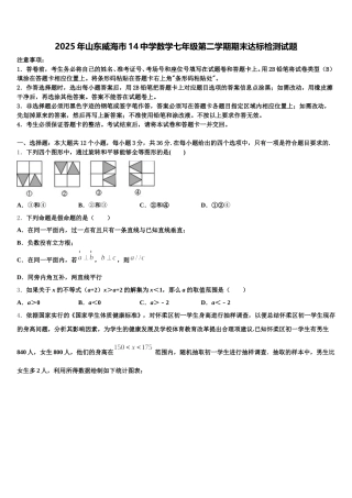 2025年山东威海市14中学数学七年级第二学期期末达标检测试题含解析