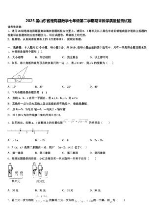 2025届山东省定陶县数学七年级第二学期期末教学质量检测试题含解析