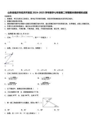 山东省临沂市经济开发区2024-2025学年数学七年级第二学期期末调研模拟试题含解析
