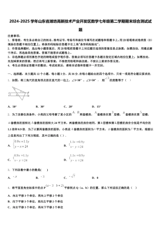 2024-2025学年山东省潍坊高新技术产业开发区数学七年级第二学期期末综合测试试题含解析