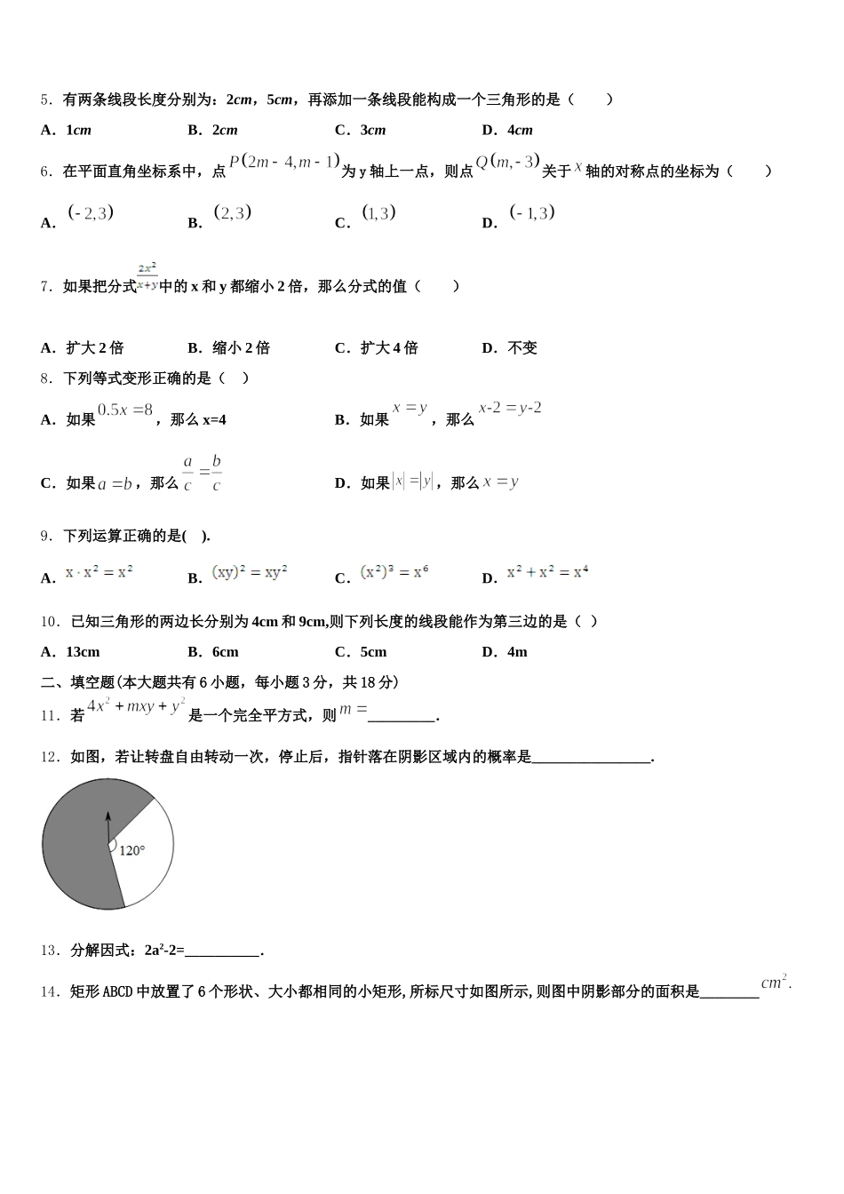 2025年山东省潍坊广文中学数学七年级第二学期期末复习检测模拟试题含解析_第2页