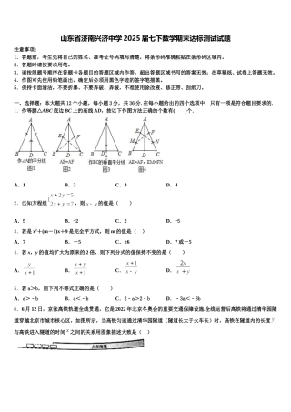 山东省济南兴济中学2025届七下数学期末达标测试试题含解析