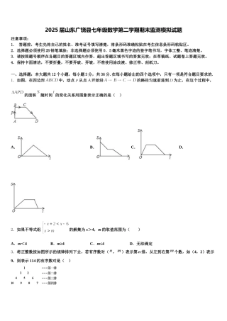 2025届山东广饶县七年级数学第二学期期末监测模拟试题含解析