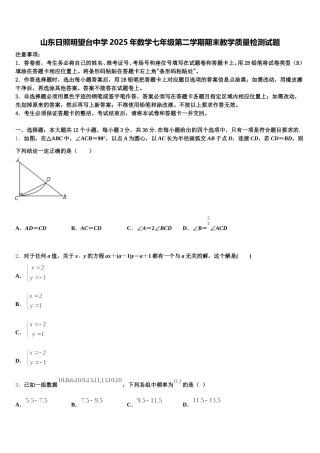 山东日照明望台中学2025年数学七年级第二学期期末教学质量检测试题含解析