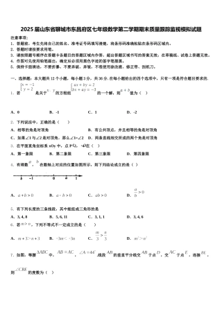 2025届山东省聊城市东昌府区七年级数学第二学期期末质量跟踪监视模拟试题含解析