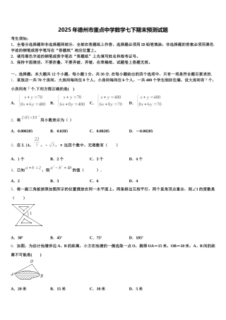 2025年德州市重点中学数学七下期末预测试题含解析