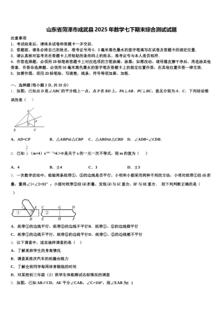 山东省菏泽市成武县2025年数学七下期末综合测试试题含解析