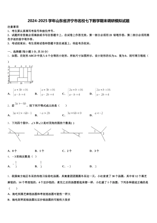 2024-2025学年山东省济宁市名校七下数学期末调研模拟试题含解析