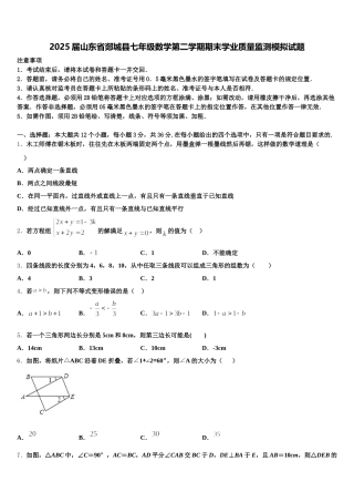 2025届山东省郯城县七年级数学第二学期期末学业质量监测模拟试题含解析