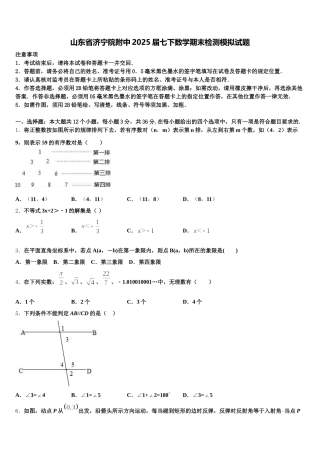 山东省济宁院附中2025届七下数学期末检测模拟试题含解析
