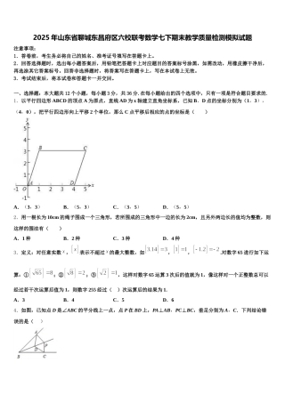 2025年山东省聊城东昌府区六校联考数学七下期末教学质量检测模拟试题含解析