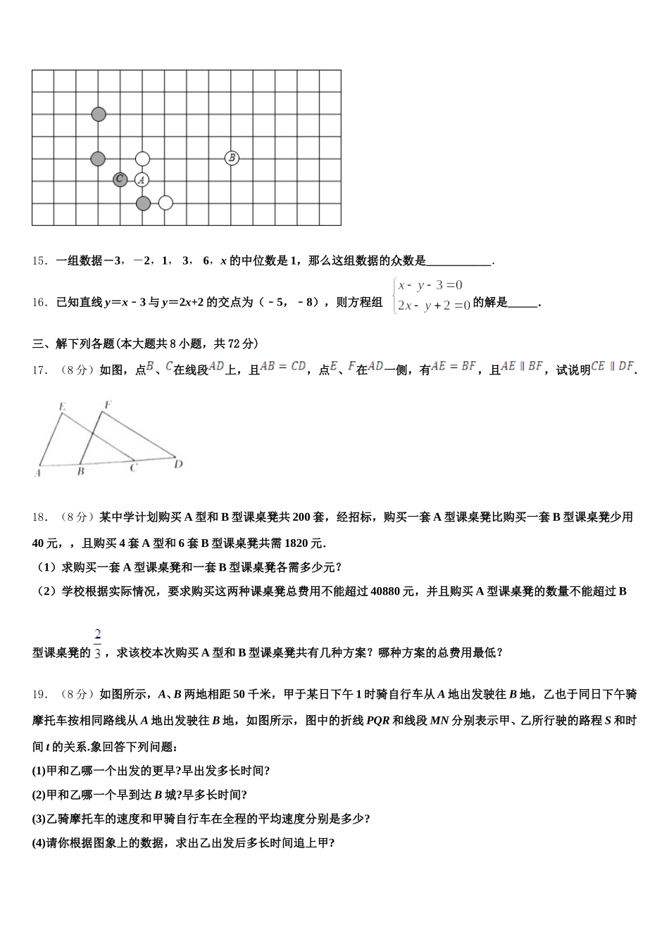 2025届山东省日照市高新区中学七年级数学第二学期期末调研试题含解析_第3页