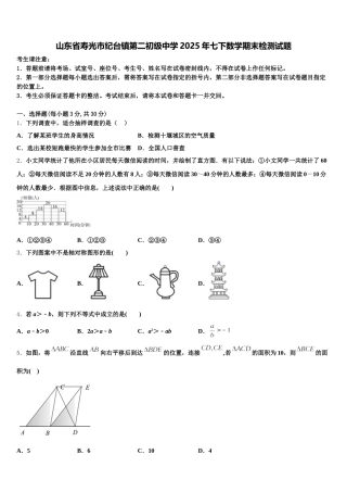 山东省寿光市纪台镇第二初级中学2025年七下数学期末检测试题含解析