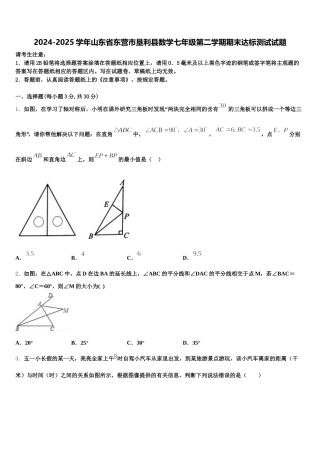2024-2025学年山东省东营市垦利县数学七年级第二学期期末达标测试试题含解析