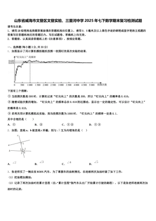 山东省威海市文登区文登实验、三里河中学2025年七下数学期末复习检测试题含解析