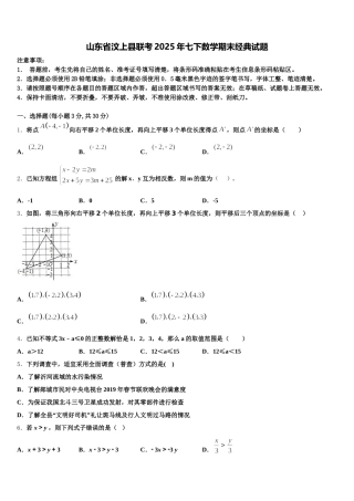 山东省汶上县联考2025年七下数学期末经典试题含解析