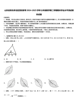 山东省青岛李沧区四校联考2024-2025学年七年级数学第二学期期末学业水平测试模拟试题含解析