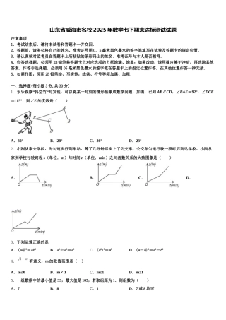 山东省威海市名校2025年数学七下期末达标测试试题含解析