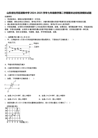 山东省牡丹区胡集中学2024-2025学年七年级数学第二学期期末达标检测模拟试题含解析