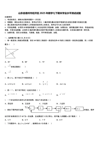 山东省德州市经开区2025年数学七下期末学业水平测试试题含解析