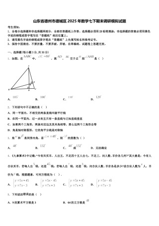 山东省德州市德城区2025年数学七下期末调研模拟试题含解析