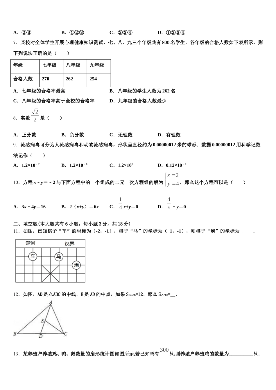 2025年山东省东营市垦利县数学七年级第二学期期末检测试题含解析_第2页