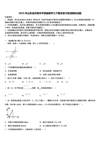 2025年山东省济南市平阴县数学七下期末复习检测模拟试题含解析