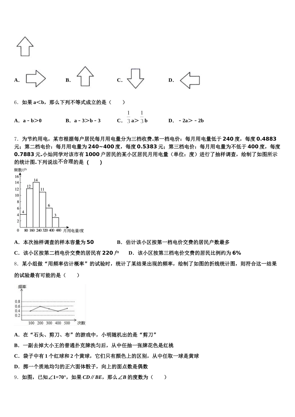 2025届山东省菏泽市牡丹区王浩屯中学数学七下期末预测试题含解析_第2页