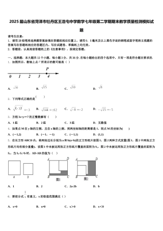 2025届山东省菏泽市牡丹区王浩屯中学数学七年级第二学期期末教学质量检测模拟试题含解析