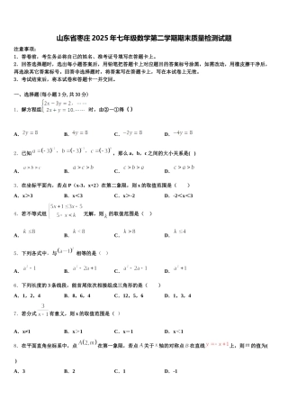 山东省枣庄2025年七年级数学第二学期期末质量检测试题含解析