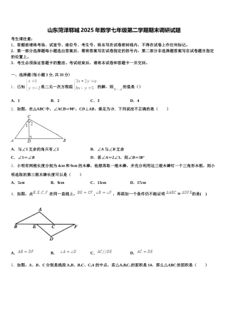 山东菏泽郓城2025年数学七年级第二学期期末调研试题含解析