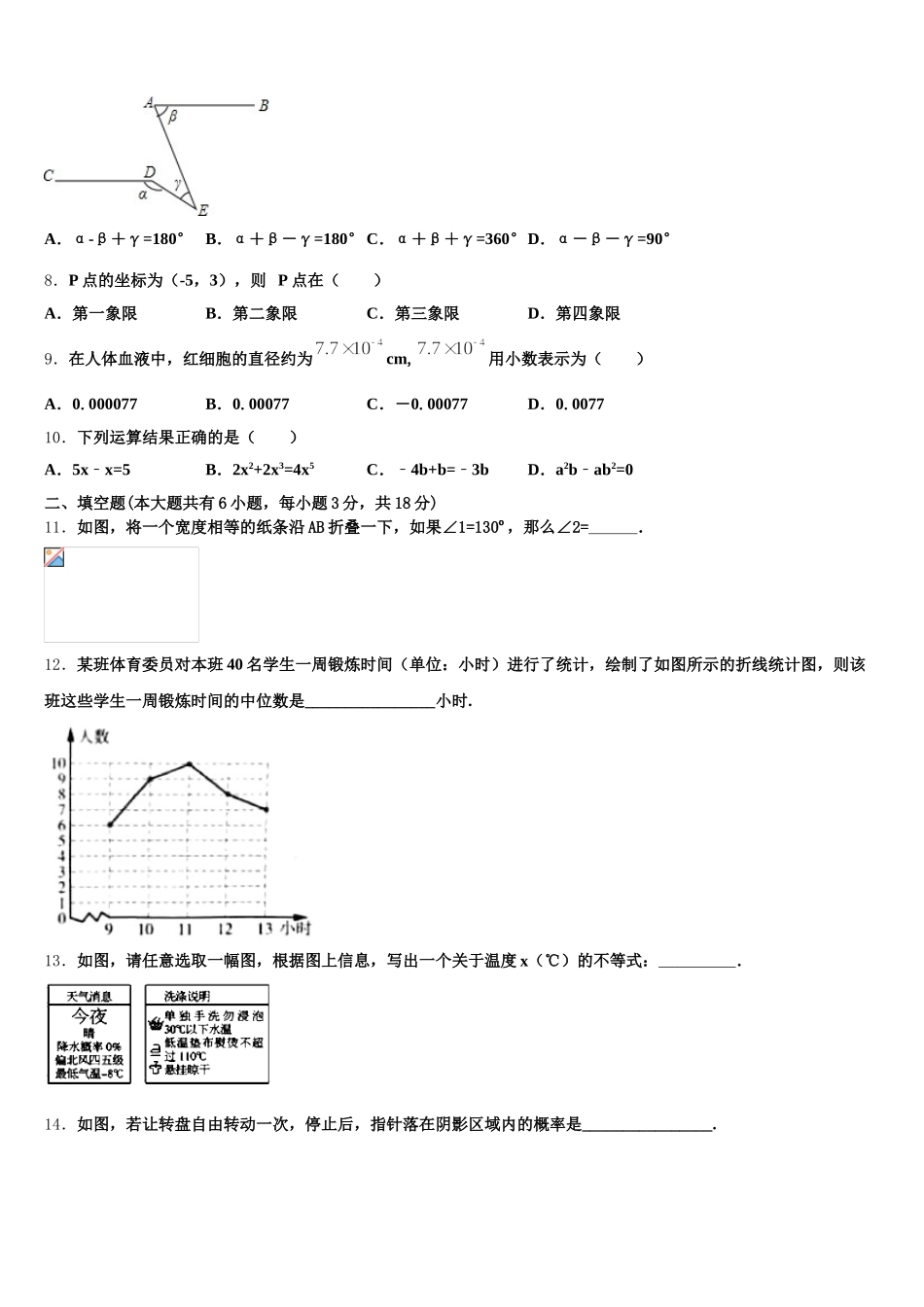 2025届山东省滕州市张汪中学数学七年级第二学期期末学业质量监测模拟试题含解析_第2页