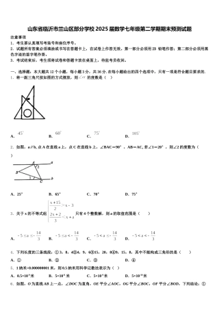 山东省临沂市兰山区部分学校2025届数学七年级第二学期期末预测试题含解析