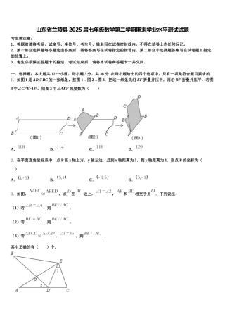山东省兰陵县2025届七年级数学第二学期期末学业水平测试试题含解析