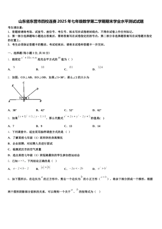 山东省东营市四校连赛2025年七年级数学第二学期期末学业水平测试试题含解析
