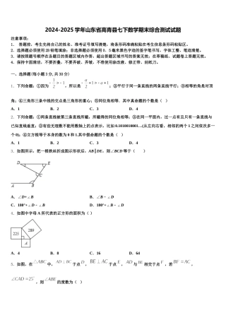 2024-2025学年山东省高青县七下数学期末综合测试试题含解析