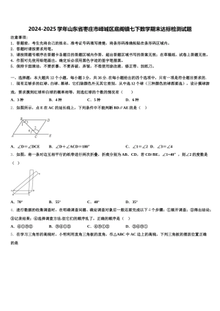 2024-2025学年山东省枣庄市峄城区底阁镇七下数学期末达标检测试题含解析