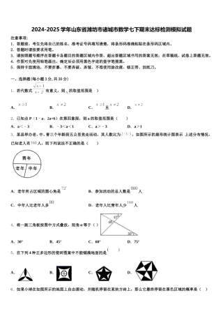 2024-2025学年山东省潍坊市诸城市数学七下期末达标检测模拟试题含解析