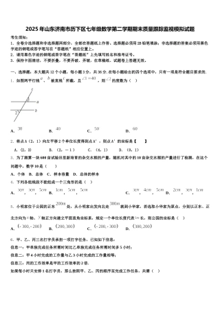 2025年山东济南市历下区七年级数学第二学期期末质量跟踪监视模拟试题含解析