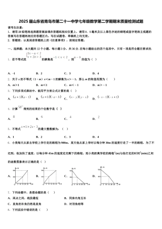 2025届山东省青岛市第二十一中学七年级数学第二学期期末质量检测试题含解析
