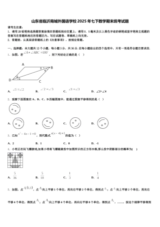 山东省临沂商城外国语学校2025年七下数学期末统考试题含解析