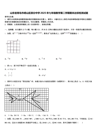山东省青岛市崂山区部分中学2025年七年级数学第二学期期末达标检测试题含解析