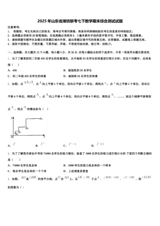 2025年山东省潍坊联考七下数学期末综合测试试题含解析