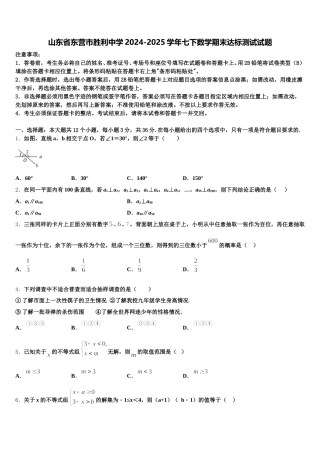 山东省东营市胜利中学2024-2025学年七下数学期末达标测试试题含解析