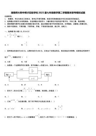 湖南师大附中博才实验学校2025届七年级数学第二学期期末联考模拟试题含解析